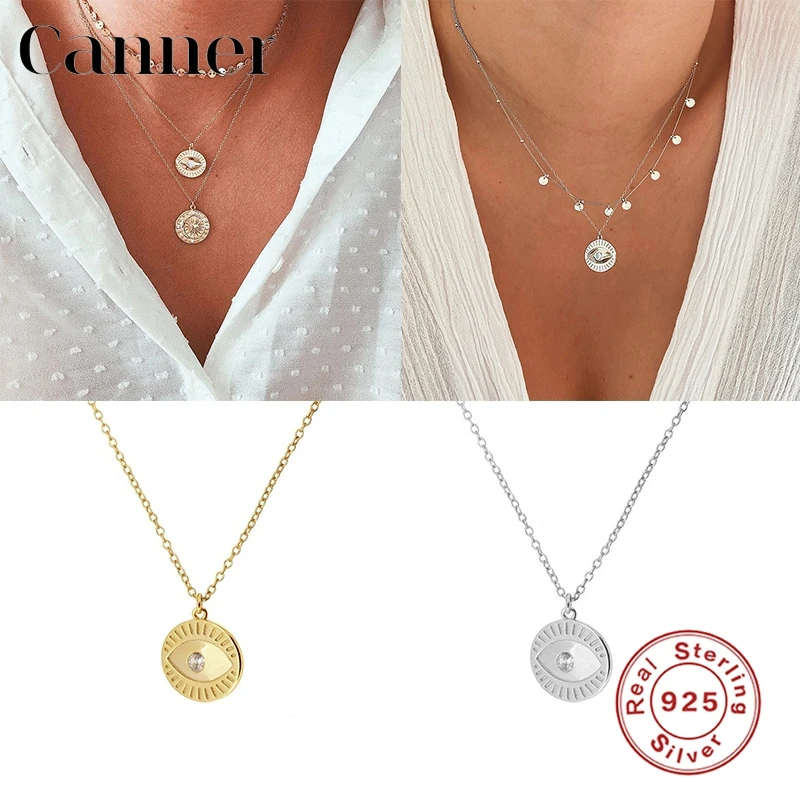 

Canner классический кулон из стерлингового серебра 925 пробы ожерелья геометрические глаза ожерелье из циркона ожерелья для женщин ювелирные и...