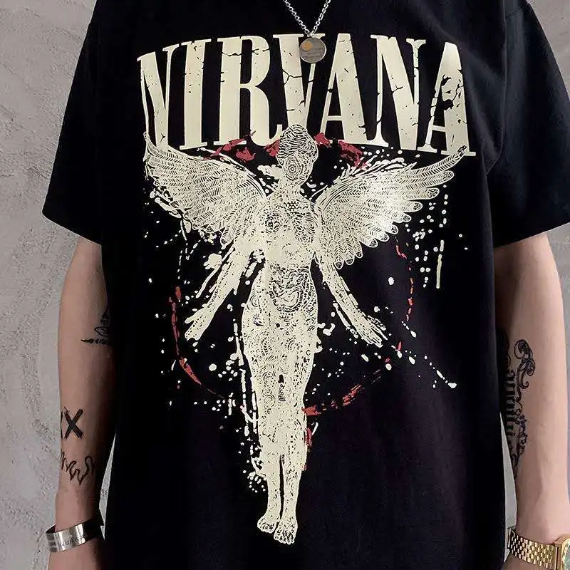Новинка женская футболка в стиле Харадзюку Nirvana топы с коротким рукавом и принтом