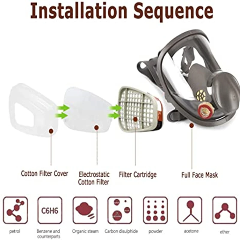 SJL 3/17PCS Protection Safety Respirator Gas Mask same For 6800 Painting Spraying Full Face Facepiece | Безопасность и защита