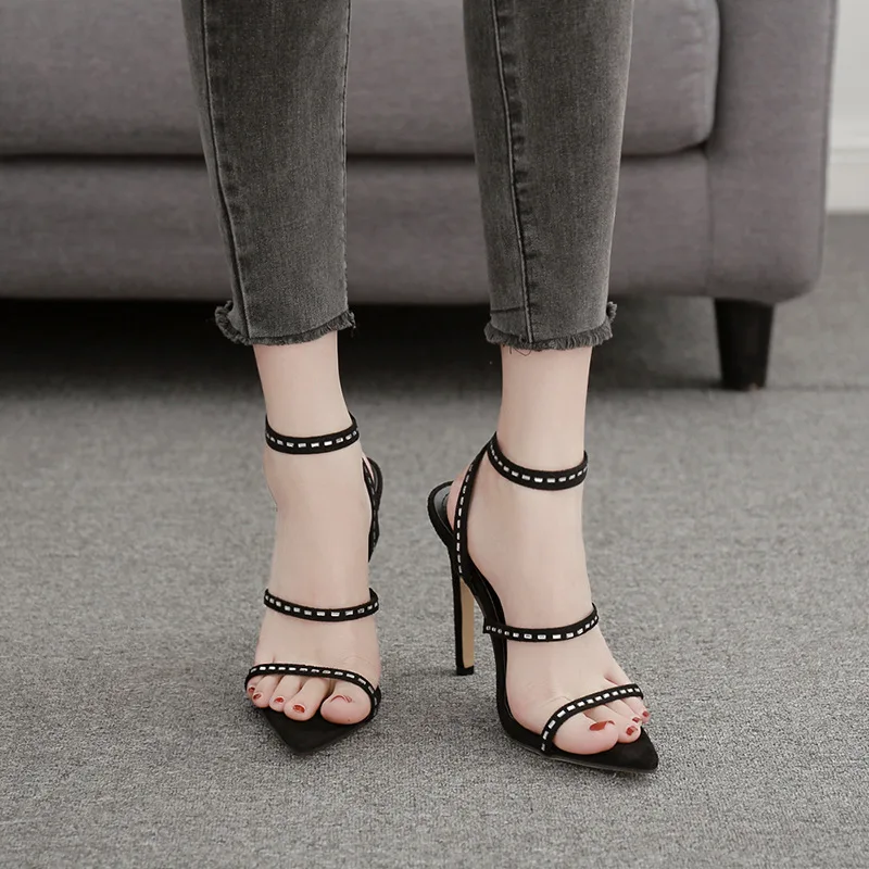Новинка пикантный дизайн женские модельные босоножки с пряжкой на тонком