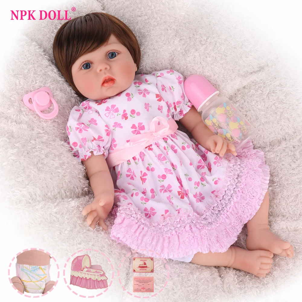 NPK кукла 22 дюймов 55 см игрушки Куклы реборн Мягкий корпус силиконовая девушка