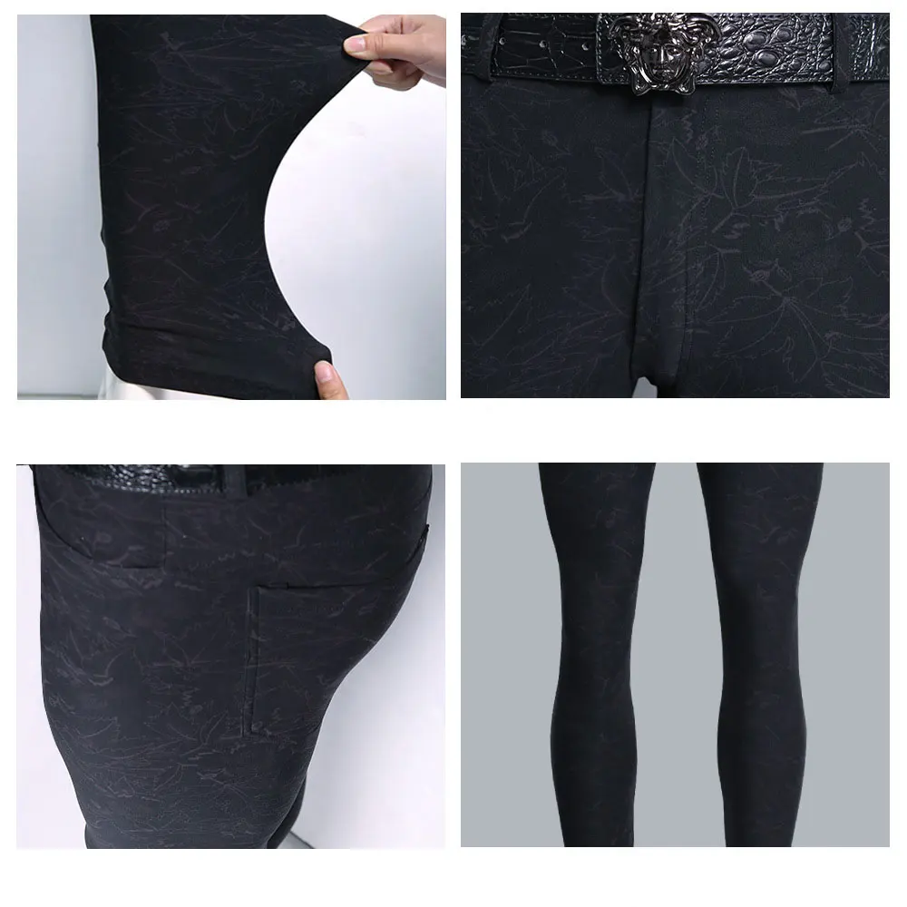 

Fashion Printing Men Lycra Pencil Pants Hight Elastic Tight Trouser Male Casual Streetwear Camo Pencil Pants Shaper Gay Wear