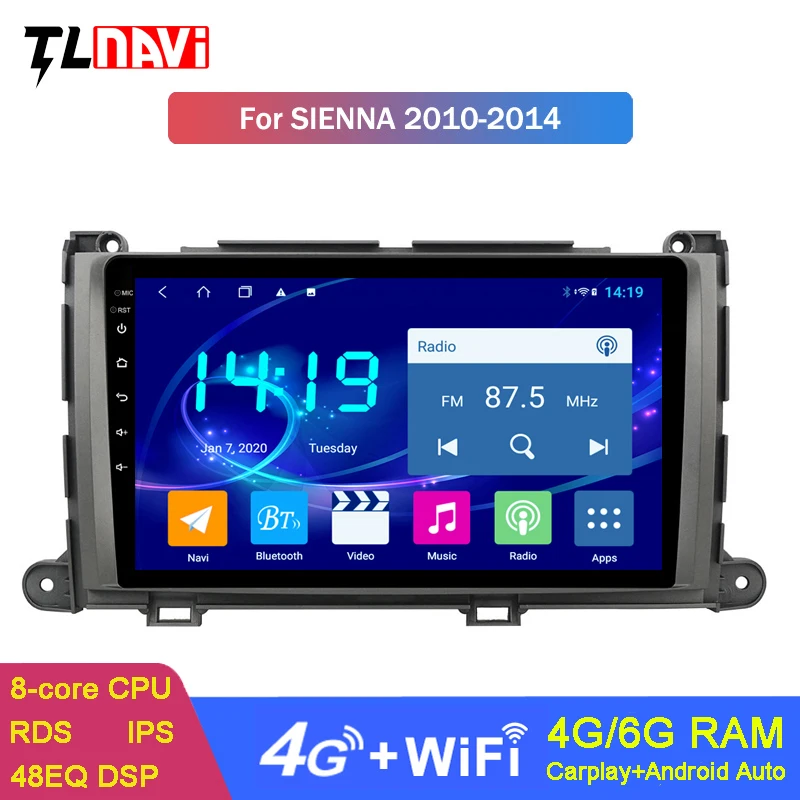 

Автомобильная навигационная система 6G + 128G Android 10 для Toyota Sienna 2010-2014, радио, мультимедийный плеер с DSP CARPLAY