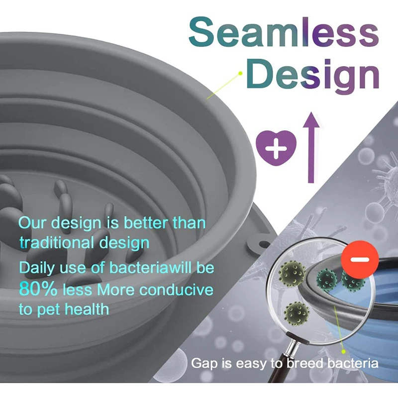 

Collapsible Dog Bowl Slow Feeder Adjustable Silicone Portable Non-skid Water Food Pet Bowl Safe Nontoxic Puppy Travel