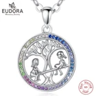 Эудора Настоящее серебро 925 пробы сестры Древа Жизни Кулон ожерелье Дружба Мода Fina ювелирные изделия подарок на день рождения для девочки 663