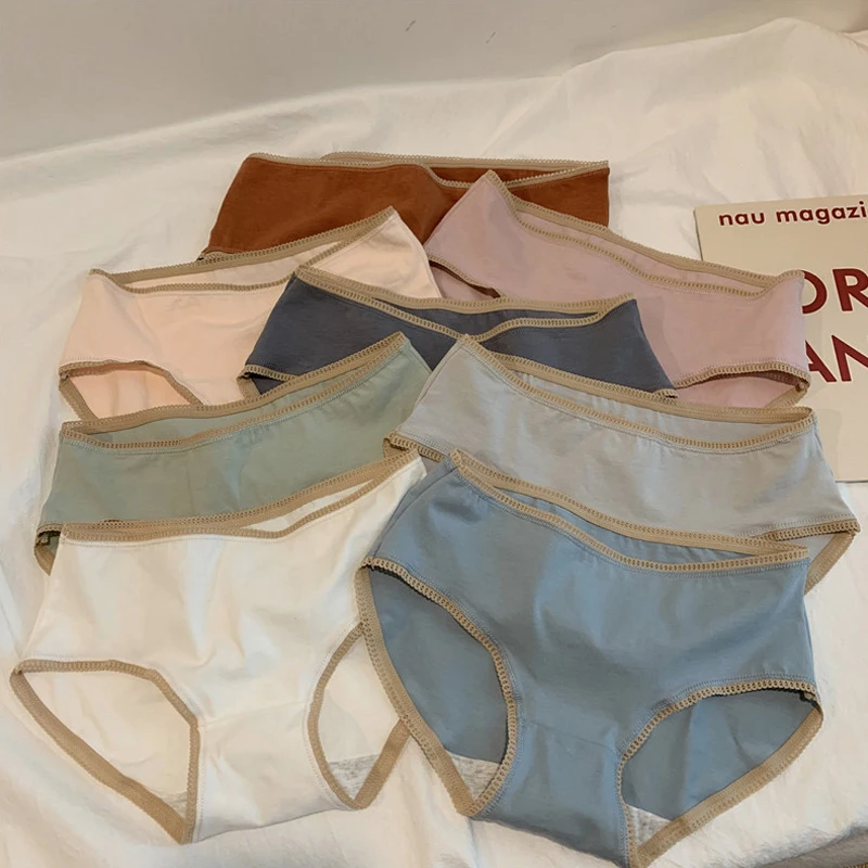 

4pcs/lot Women's Underwear Comfortable Seamless Underpants Mid Rise Solid Color Panties Lingerie Mid Waist Girls Briefs