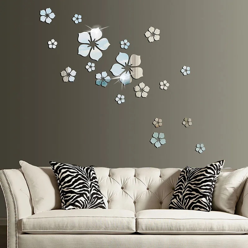 

3D DIY Acrylic Mirror Surface Application Classic Flower Pattern For Living Room Bedroom Home Decorations