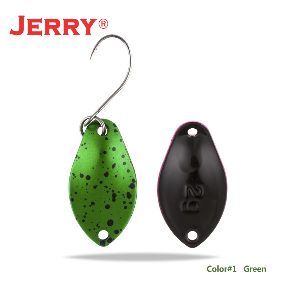 green Jerry 2 г 3 г микро форели ложки сверхлегкие латунные рыболовные ложки один крючок Пресноводные металлические приманки зона окуня для ловли щуки pesca - Цвет: green