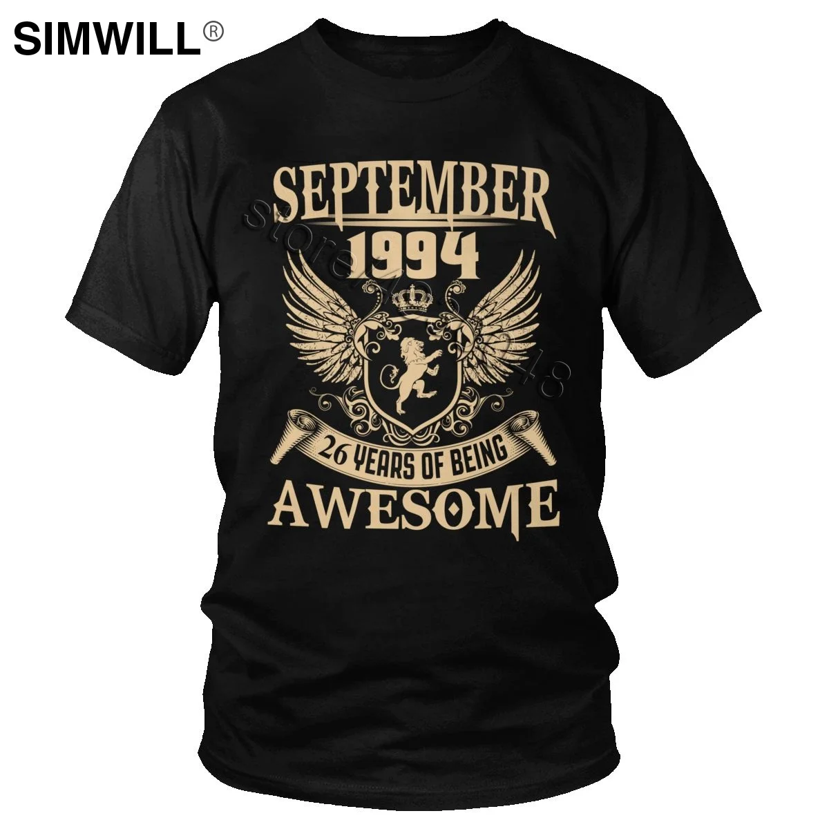 

Vintage September 1994 T Shirt Men Short Sleeves Pure Cotton Tee Top O-neck Casual 26 Years Of Being Awesome T-shirt Gift Idea
