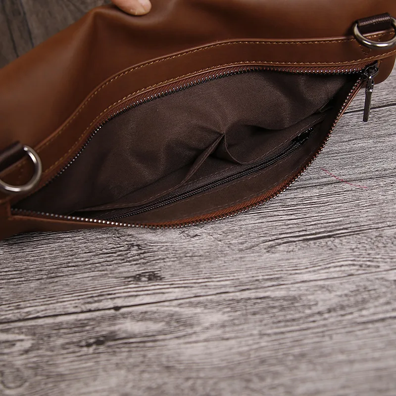 

Men's Hand Bag, Crazy Horse PU Leather Handbags, One Shoulder, Slant Span, Soft Large Capacity, Leisure Bag, Letter Bag