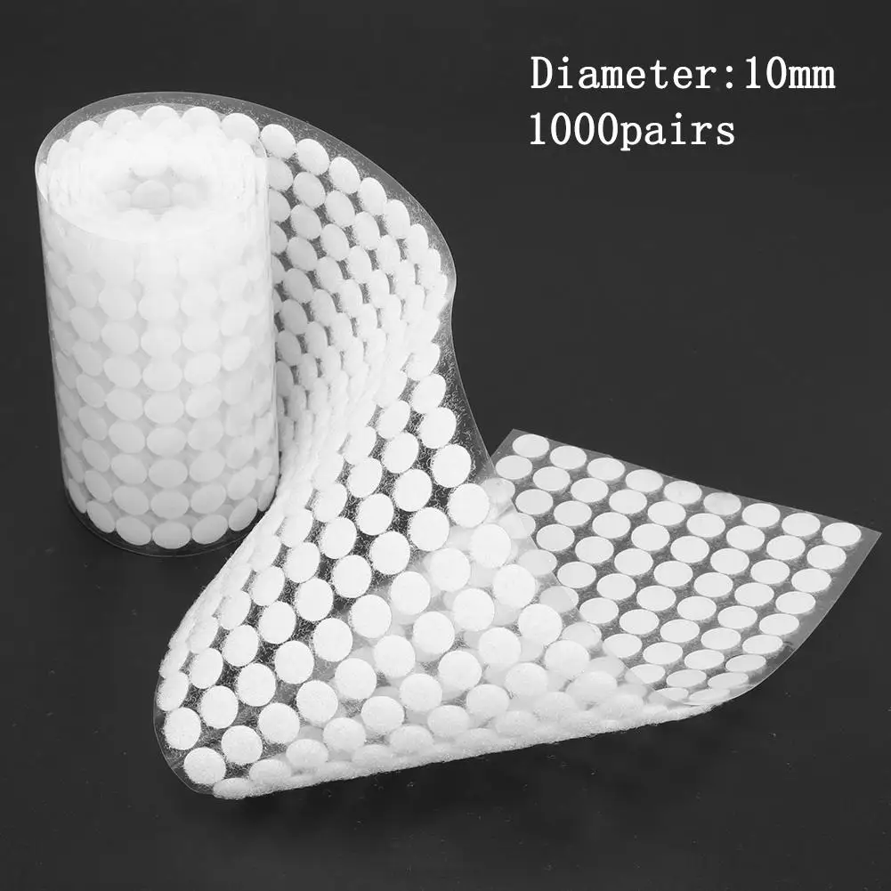 1000 Pairs 10/15/20mm Velcro Self Adhesive Fastener Tape Disc Velcros Adhesive Strong Glue Magic Sticker Round Coins Hooks