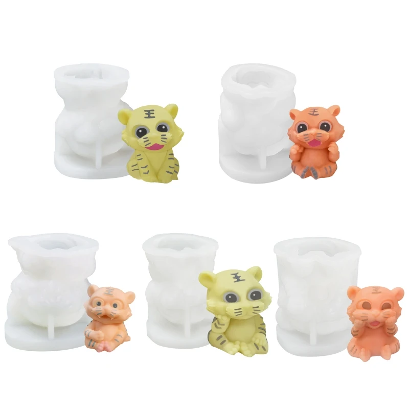 

69HB пластырь Тигр УФ кристалл эпоксидная форма для тортов, фондана кухонная утварь для выпечки ароматическая свеча в виде животных Смола тех...