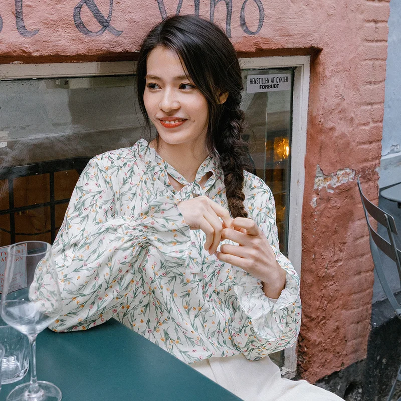 INMAN весна 2020 Новое поступление свободная блузка с длинными рукавами в стиле ретро