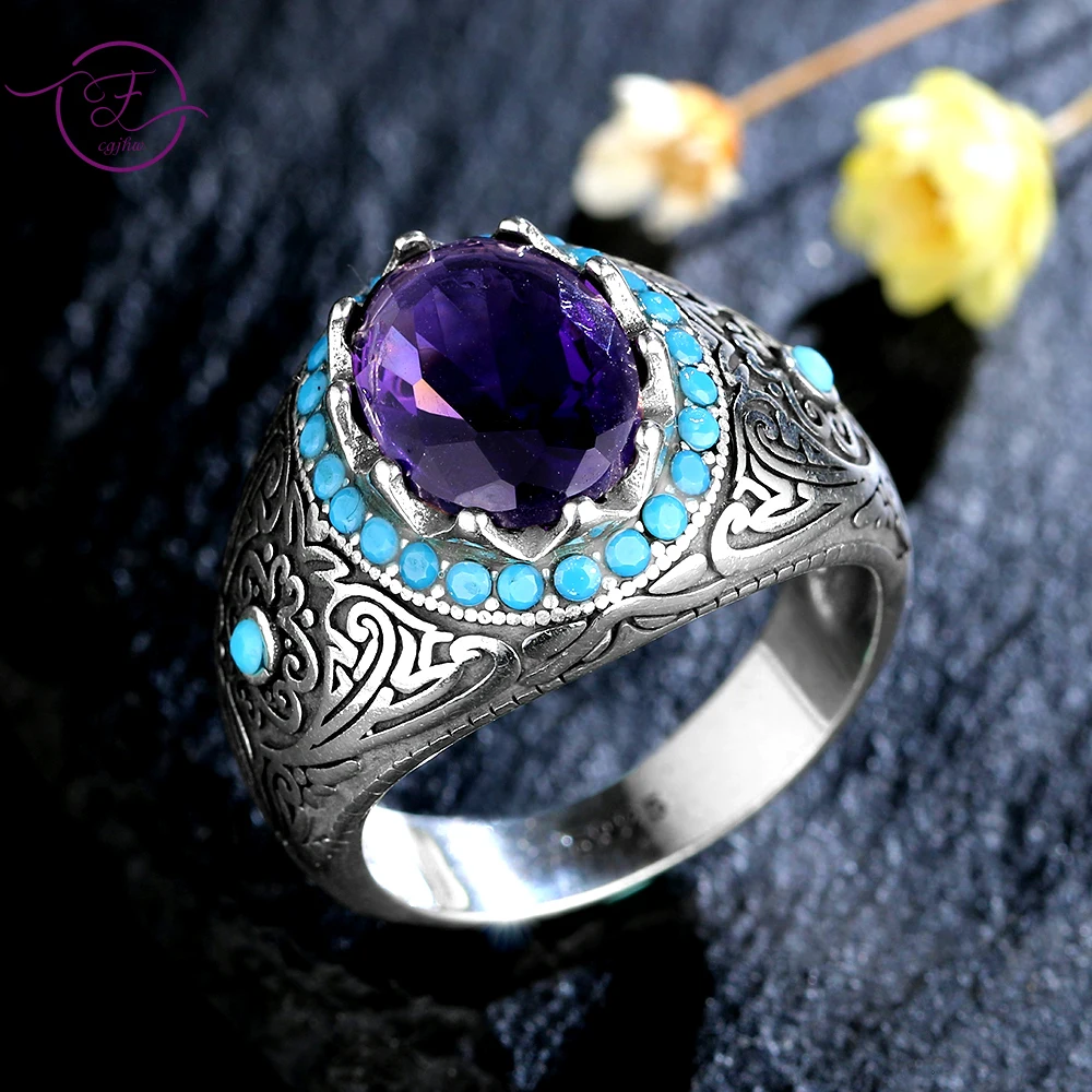 

Sterling Silver 925 Ring Luxury Elegant Large Purple Zircon Stone Ring for Women Party Anniversary Gift Fine Jewelry