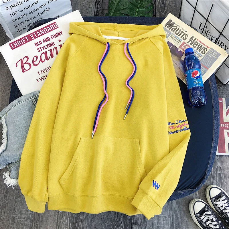 Autumn new Korea ulzzang Harajuku vintage BF simple hooded sweatshirt women ins fashion loose hooded casual female sweatshirt