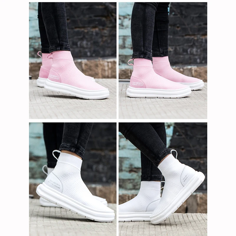 

ONEMIX Outdoor Trekking Sneakers Height Increasing Running Shoes Sock Ankle Boots For Men Winter Warm Women Platform Footwear