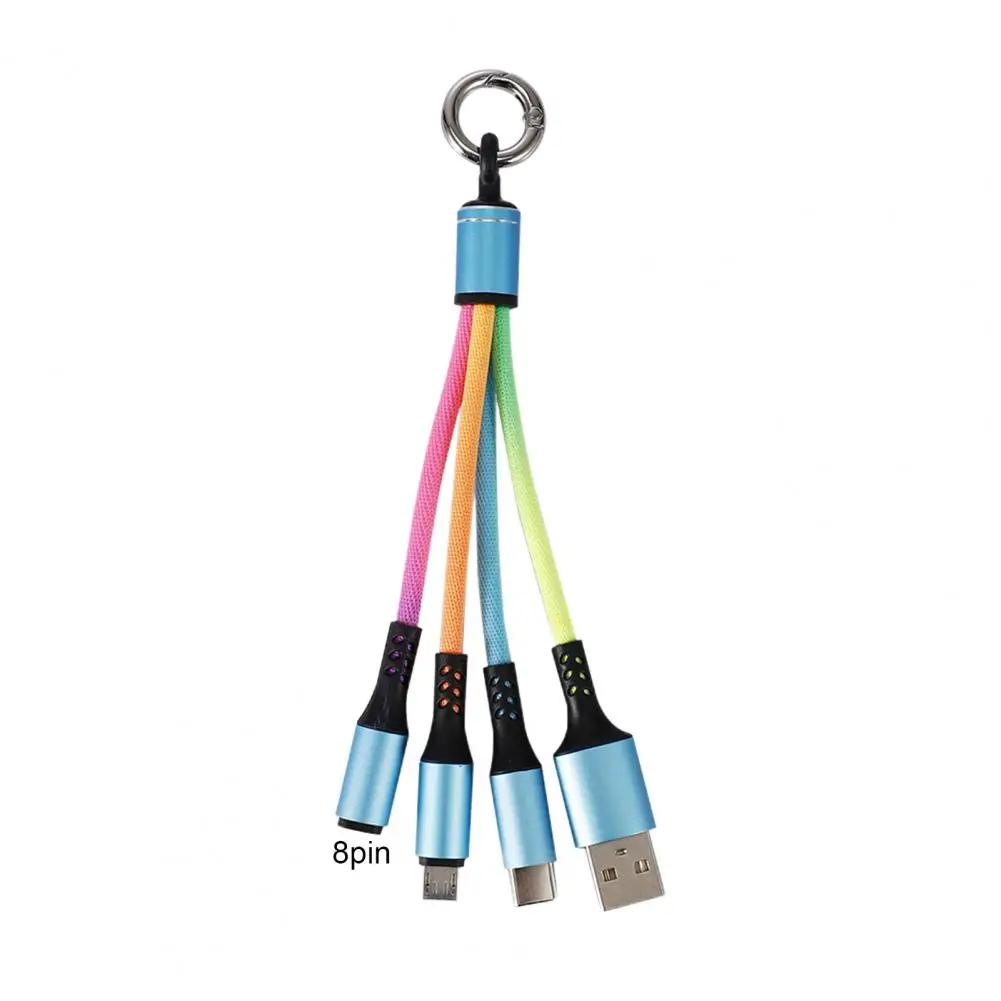 3 в 1 градиентный USB кабель для передачи данных Micro 8PIN Type C 15 см Радужный плетеный