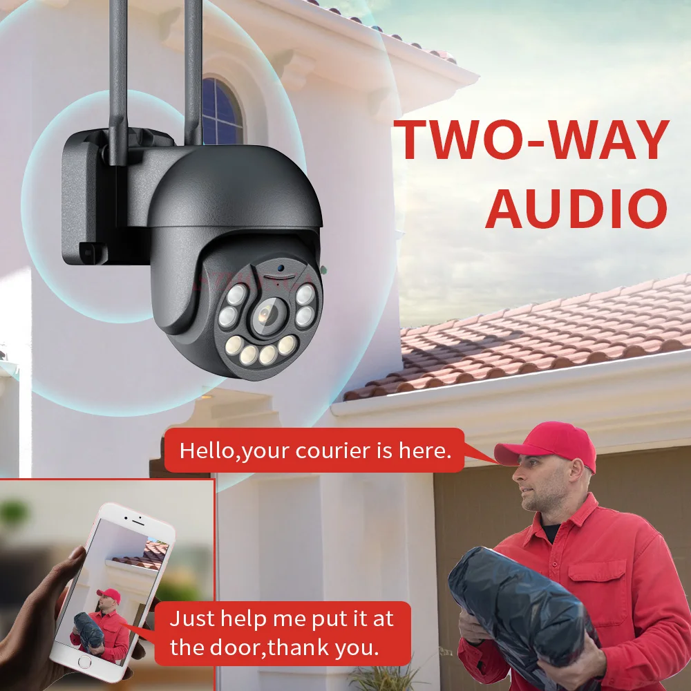 IP-камера наружного видеонаблюдения 1080P Wi-Fi 2 МП 4-кратный зум PTZ HD