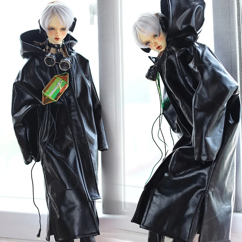 1 шт. Новая Одежда для кукол BJD 1/3 1/4 года черный длинный кожаный плащ с принтом дяди