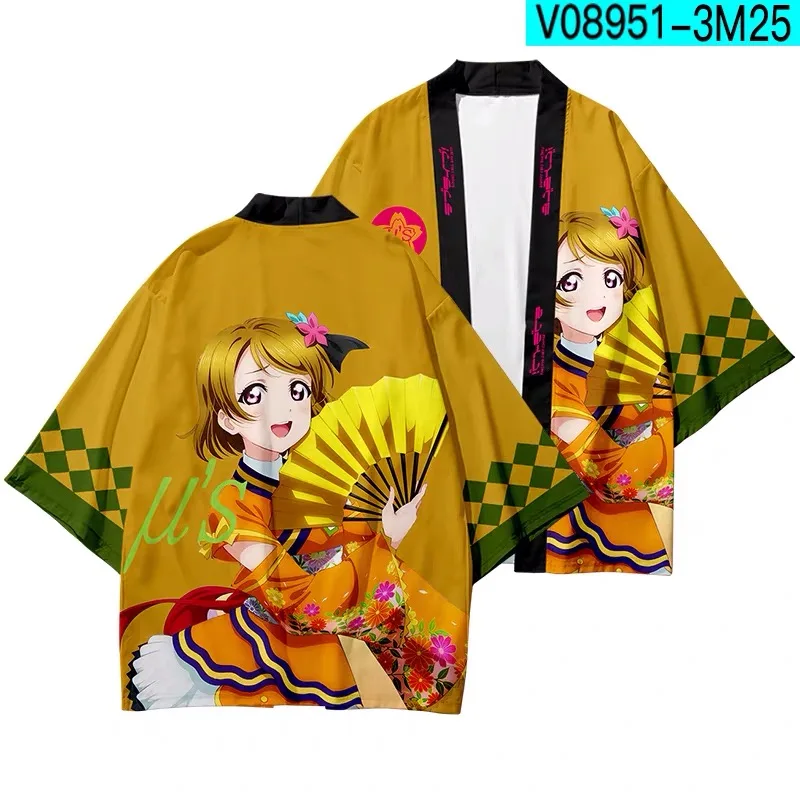 

Kawaii Lovelive! Японское кимоно с 3D-принтом, хаори юката, Женская/Мужская модная летняя повседневная крутая кардиган с коротким рукавом для мальчи...