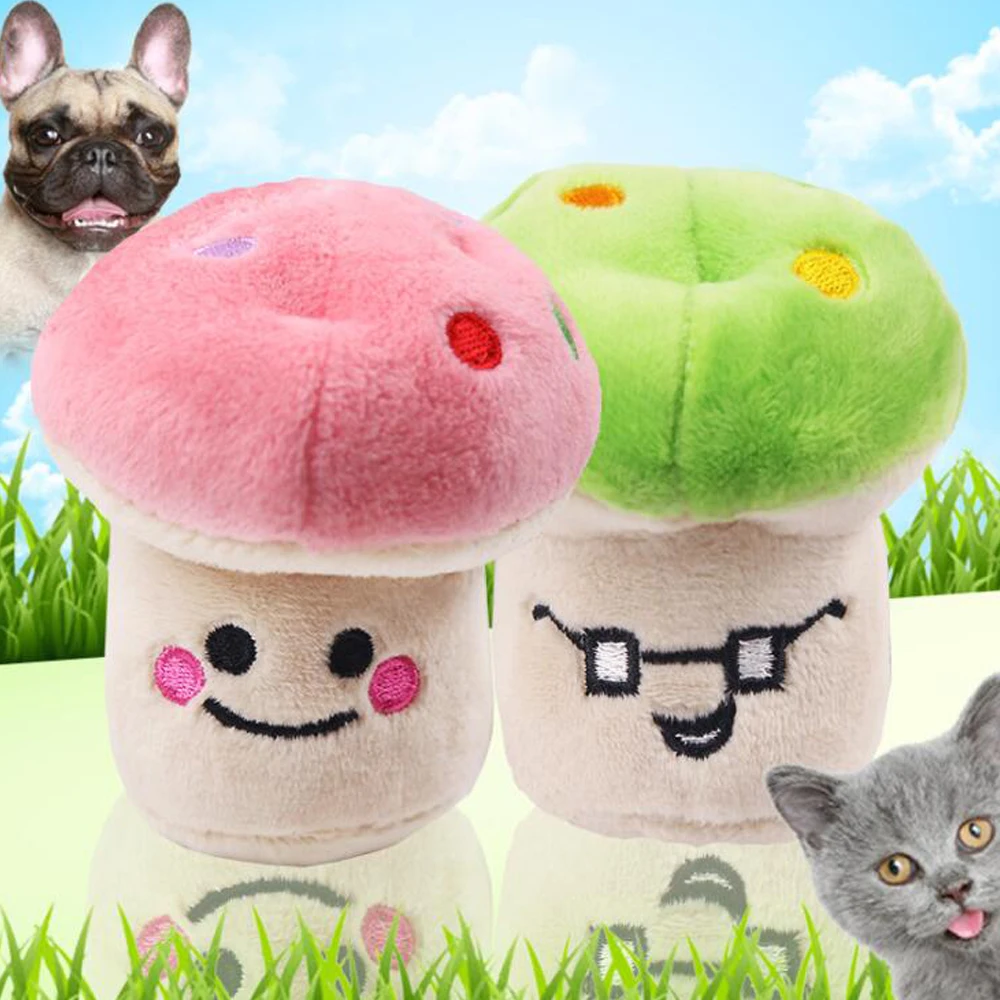 1 шт. милая игрушка для собак розовый/зеленый гриб игрушки плюшевый жевательный