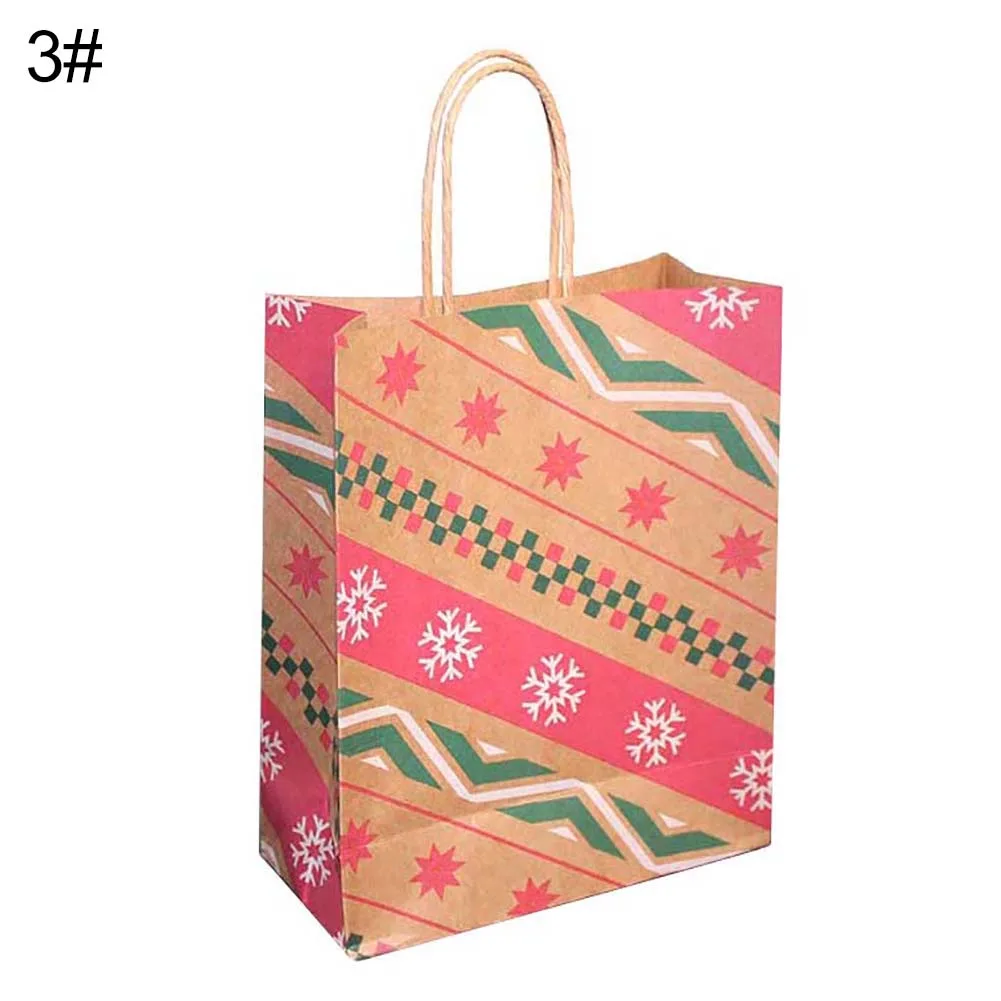 Стильные подарочные пакеты из крафт-бумаги 10 шт. милые бумажные со снежинками