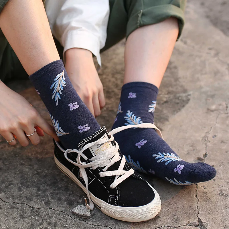 Носки женские хлопковые 3 пары/Лот с забавным рисунком | Женская одежда