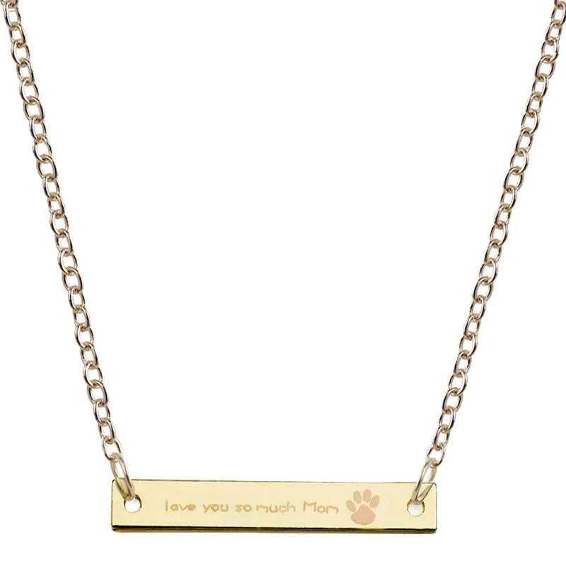 Персонализированное выгравированное название ожерелье на заказ Золотое