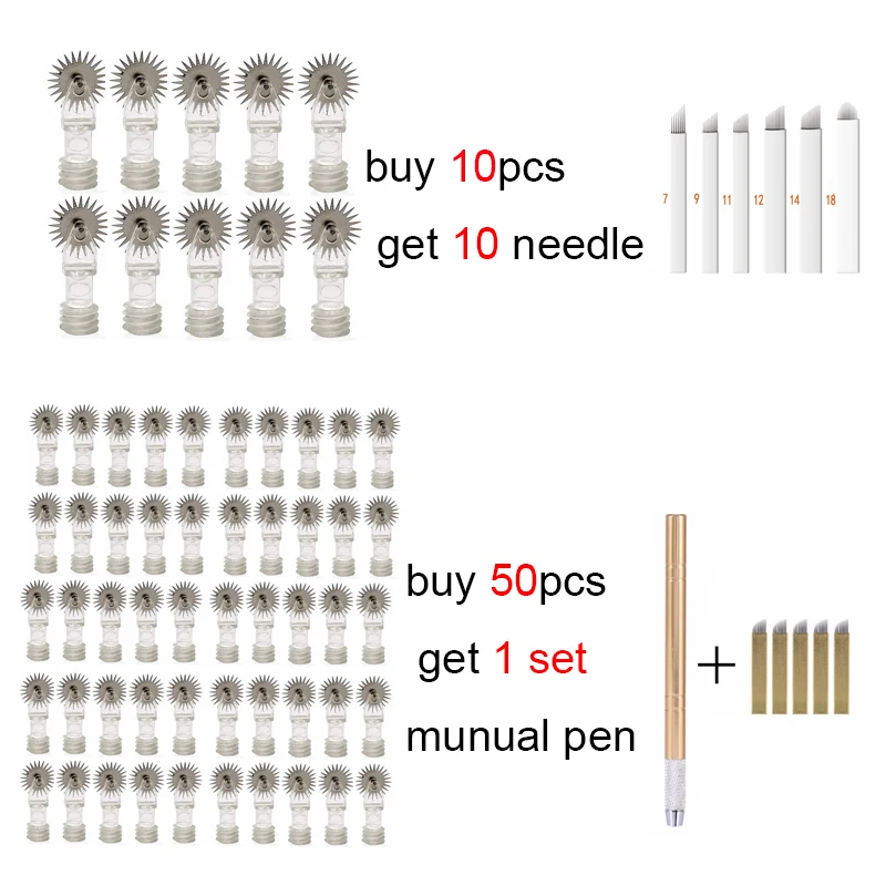 

10/50 шт., одноразовые иглы для микроблейдинга