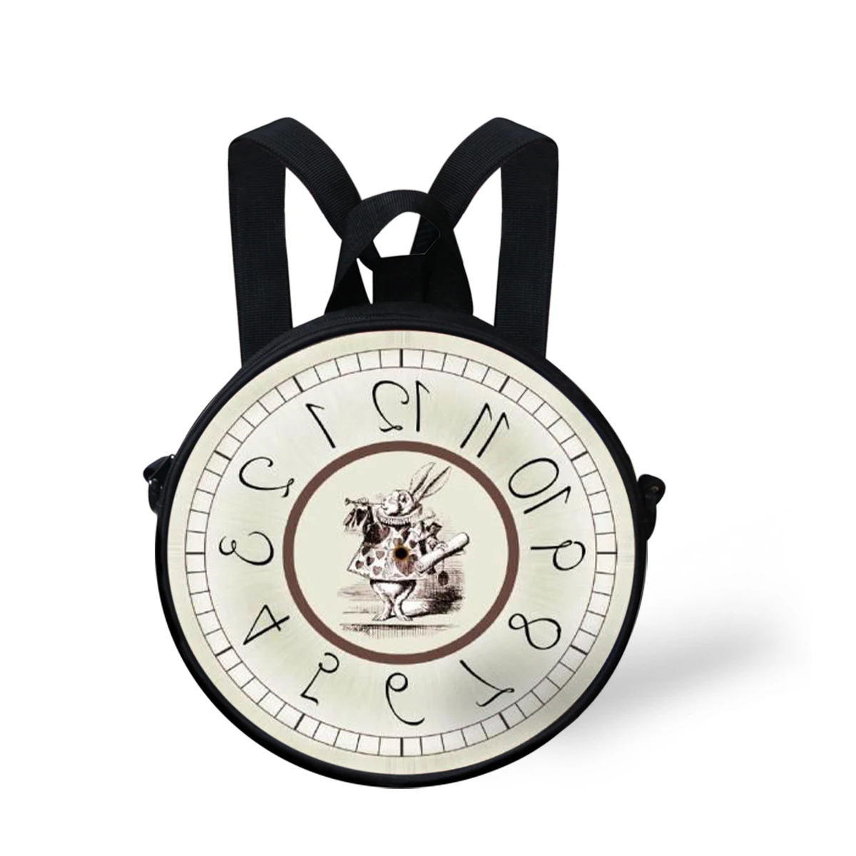 Thikin Alice in Wonderland, круглый рюкзак для девочек, мини-сумка-мессенджер для детей, Повседневная сумка-портмоне на молнии, дорожная сумка, сумка-портфель для девочек