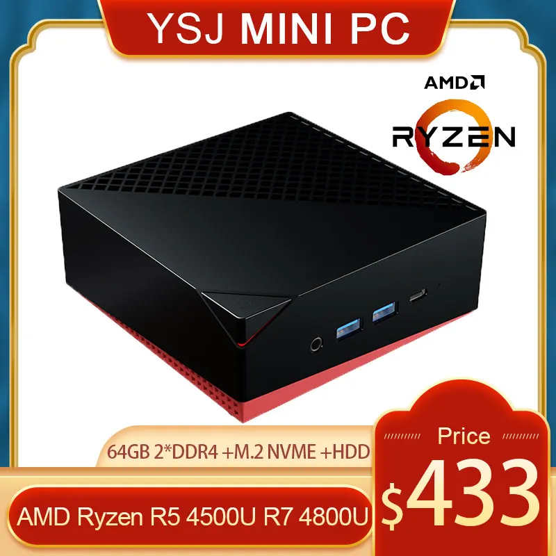 Новое поступление игровой мини-компьютер AMD Ryzen 5 4500U Windows10 Pro 2 * DDR4 64 Гб M.2 Nvme RJ45 3*4K HDMI