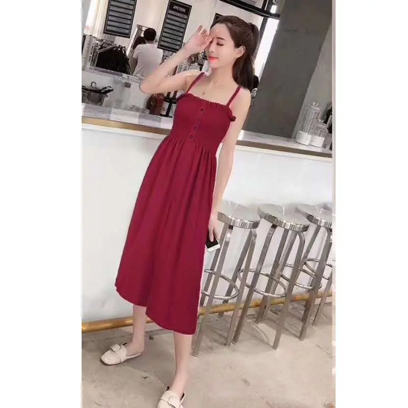 

Jumpsuits Women Summer 2021 Sexy Strap Sleeveless Ladies Playsuits Elegant Slim Waist Wide Leg Beach Bodysuit Jumpsuit Y476