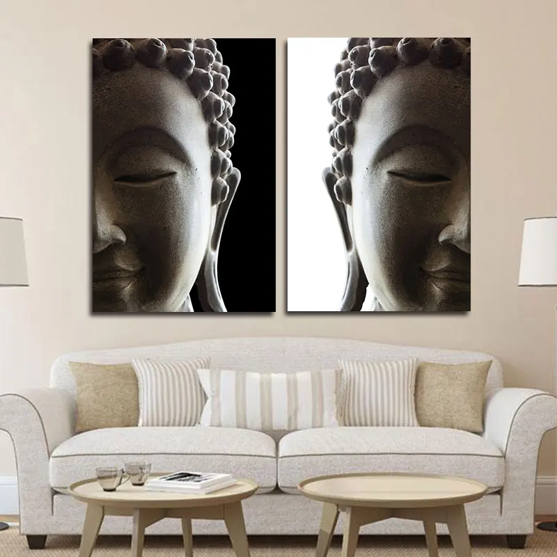 Conisi азиатских религиозных происхождение головы Будды Арт холст Картины