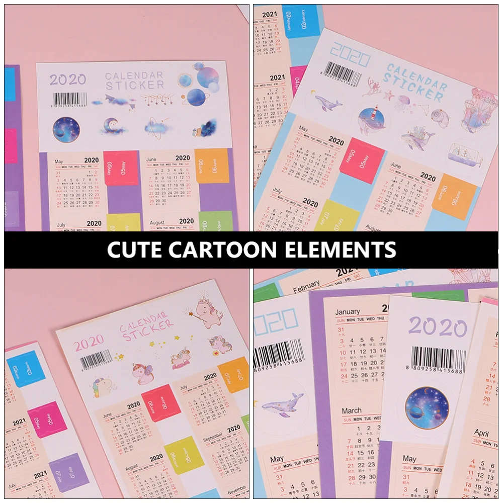 

20 Sheets Calendar Sticker Label Sticker Diary Hand Account Classify Label