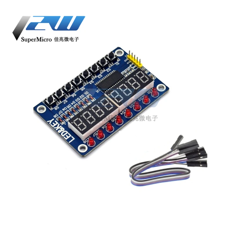 Модуль цифросветодиодный светодиодного дисплея TM1638 с клавиатурой (8-битная