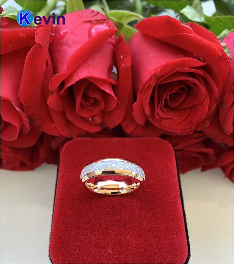 Женский и мужской вольфрамовый браслет из розового золота 6 мм 8 | Украшения