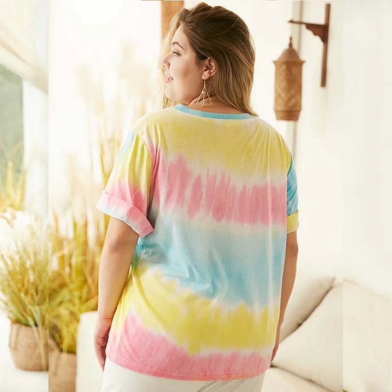 Женская футболка в полоску WHZHM Повседневная Свободная размера плюс 3XL 4XL на