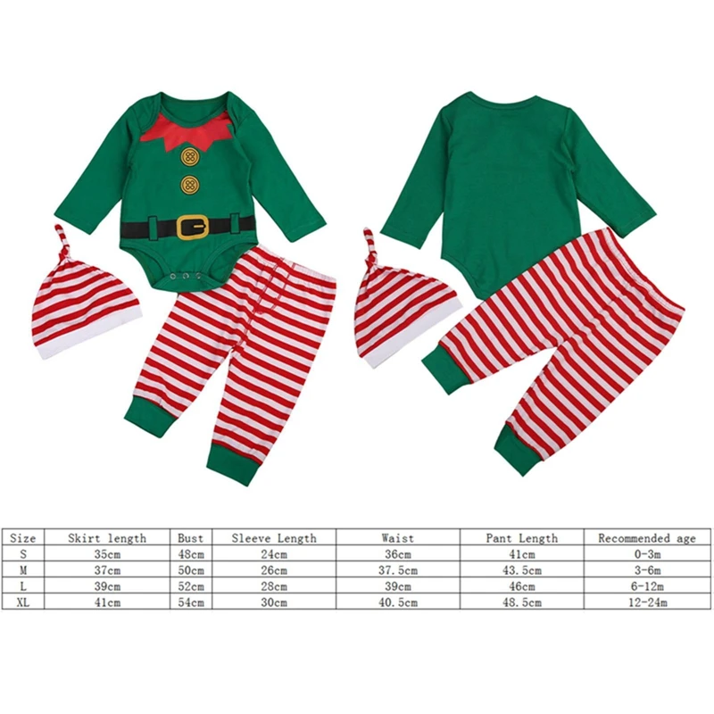 

3Pcs/Set Christmas Costume Baby Boy Clothes Set Infant Kids Costume Santa Claus Long Sleeve Tops+Pants+Hat For Kids