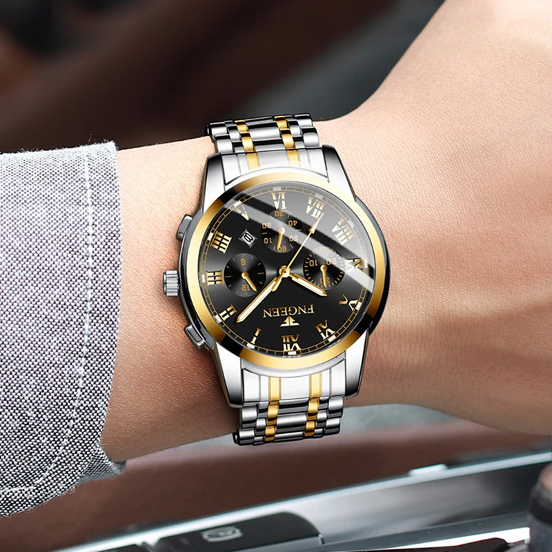 Лидирующий бренд классические мужские часы Роскошные Кварцевые с календарем