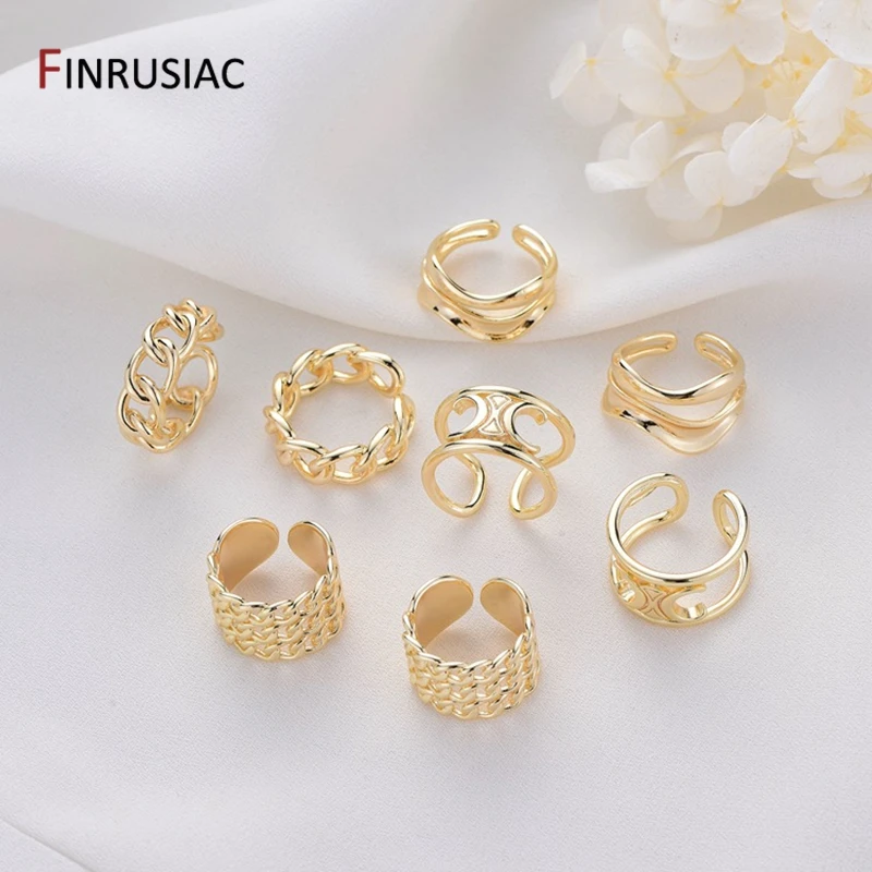 

2022 Trendy Gold Plated Brass Metal Irregular Romantic Geometry Design Wide Rings For Women Adjustable Couple Rings