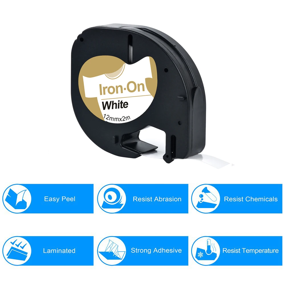 CIDY для Dymo LT 18769 18771 18768 18770 ткань железная черная на белом 12 мм* 2 м совместимый Dymo letratag 91201 лента для LT-100H