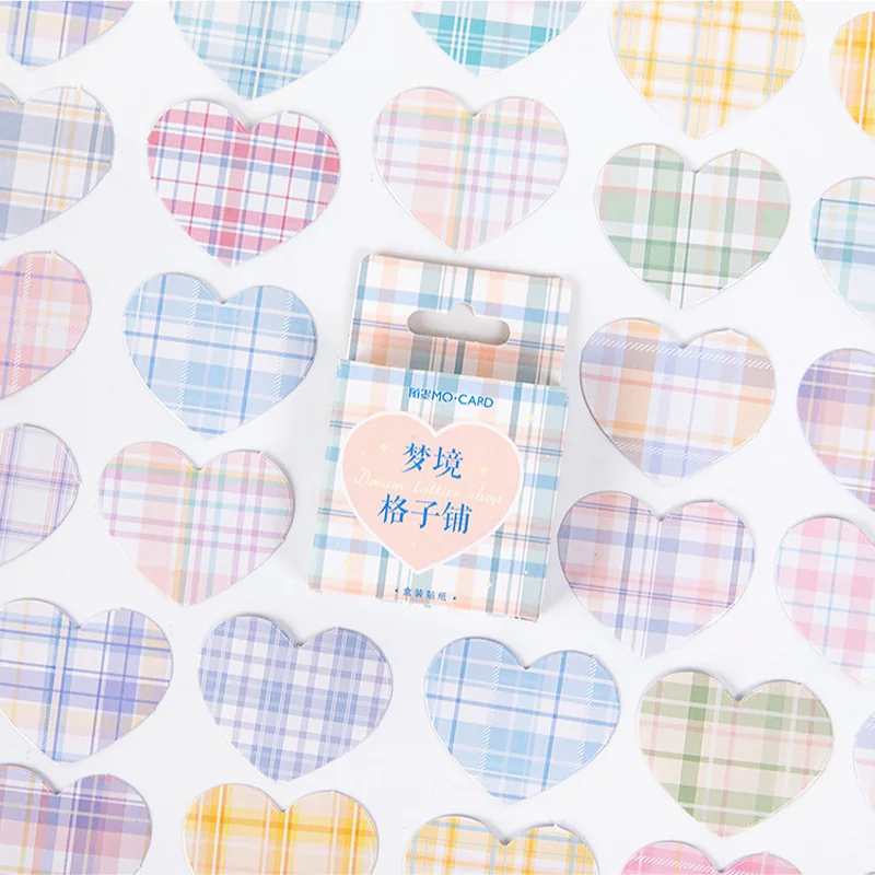 

46 pcs /Box Heart Design Colorful Dream Grids DIY Adhensive Mini Diary Stickers Decorative Sticker