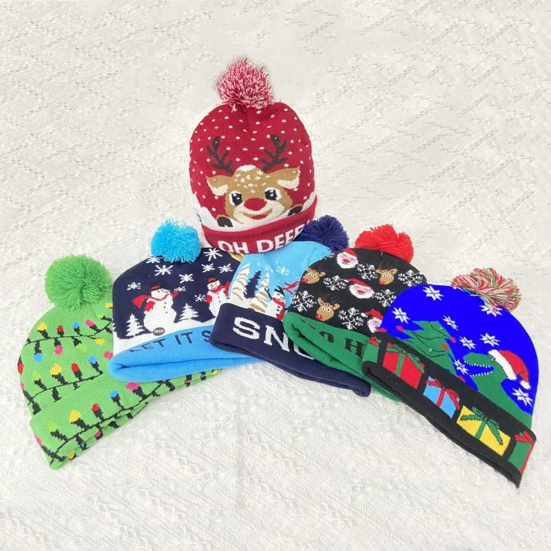 

Christmas Hat With LED Light Up 2021 Christmas Decoration Merry Christmas Ornament Xmas Navidad Gifts Happy New Year 2022