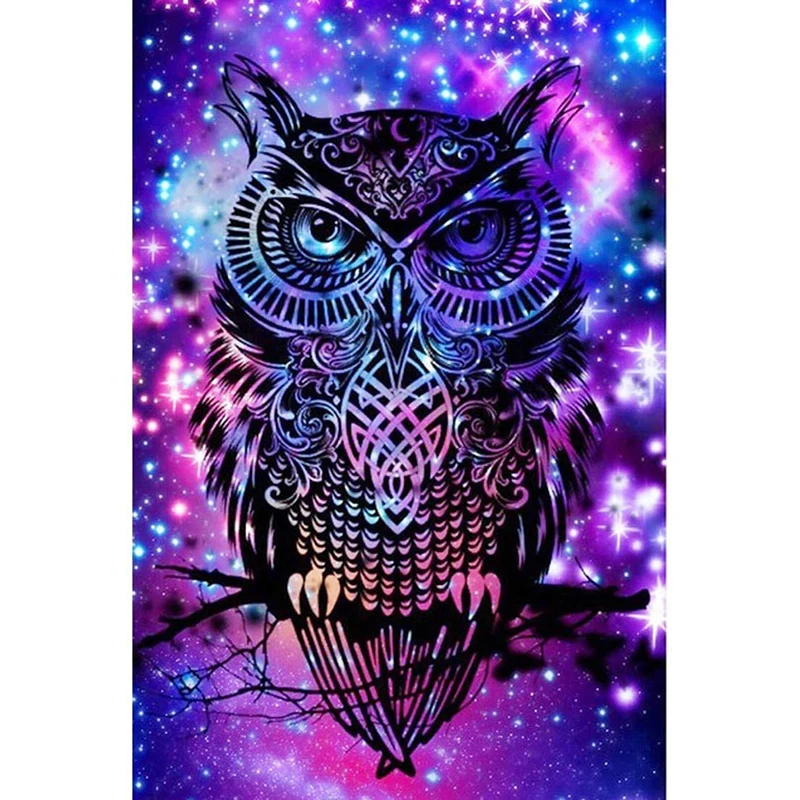 

DIY diamond painting full diamond cross stitch living room bedroom dining room oil painting starry owl decoration painting