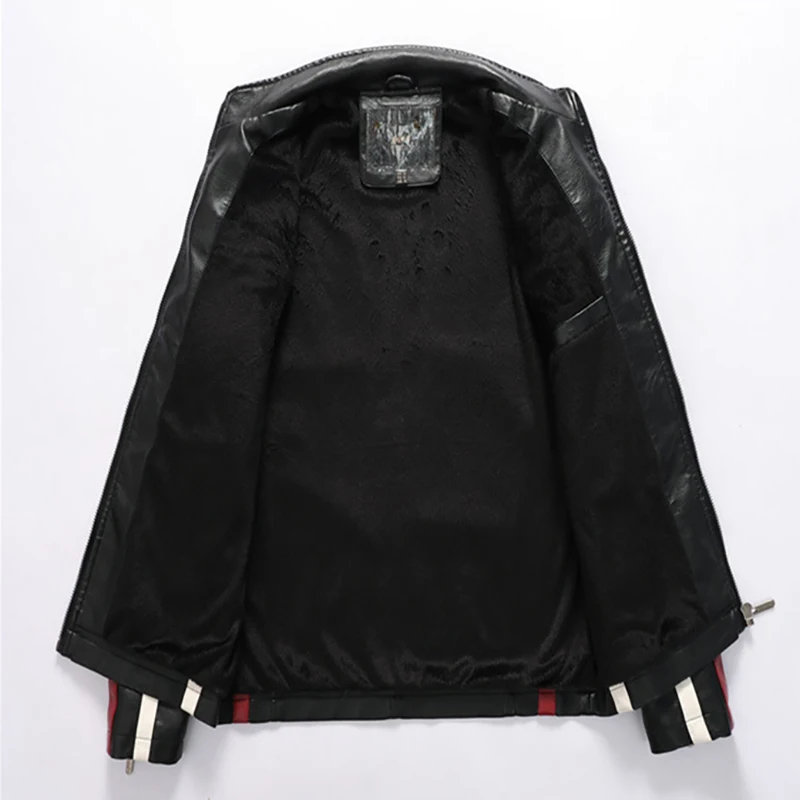 

Winter Men Faux Leather Jacket Coats Multi Pockets Fleece Lined Motorcycle Leather Jackets Outwear Male Windbreak Bomber Jacket