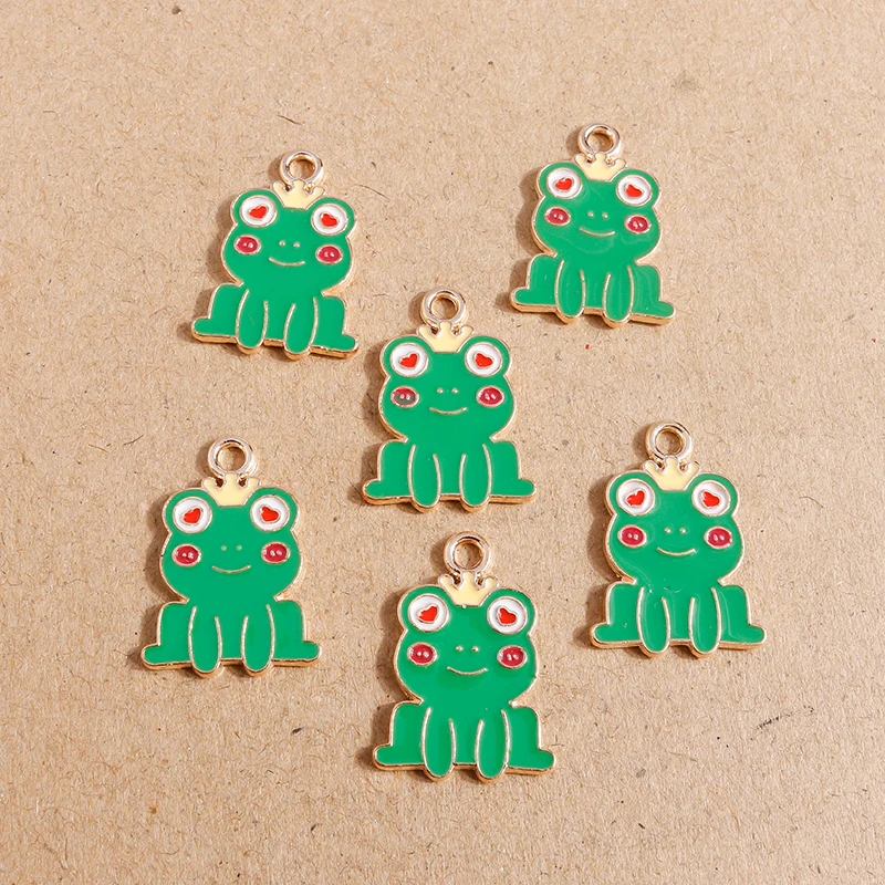 

10pcs 17*24mm Animal Charms Cartoon Enamel Frog Charms Pendants for Jewelry Making DIY Necklaces Earrings Crafts Accessories