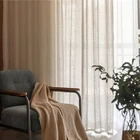 Тонкие тюлевые шторы из плотного хлопка и льна для гостиной, кухни, японские шторы Volie для спальни, украшения, сплошные шторы