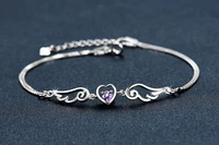 women fashion sweet zircon dream angel wings love heart bracelet jewelry gifts