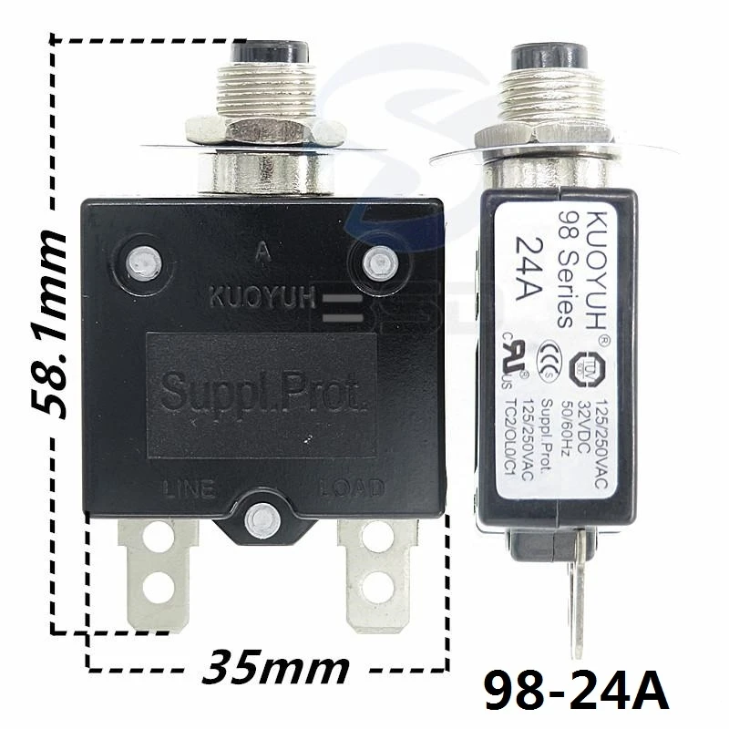 

3Pcs Taiwan KUOYUH 98 Series 24A Overcurrent Protector Overload Switch