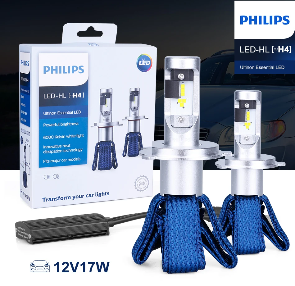 Philips 9003 HB2 H4 светодиодный Ultinon эфирный 12 В 11342UEX2 6000 К Автомобильный светодиодный фары авто Высокий Низкий Луч luces светодиодный para Авто 2 шт